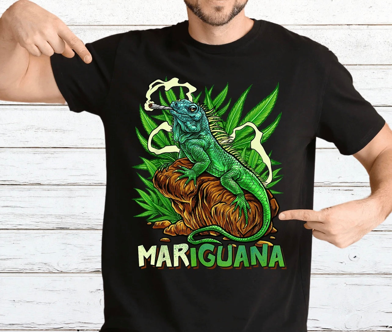 IGUANA- MARIGUANA FULL COLOR PRINT (420) HUMOR