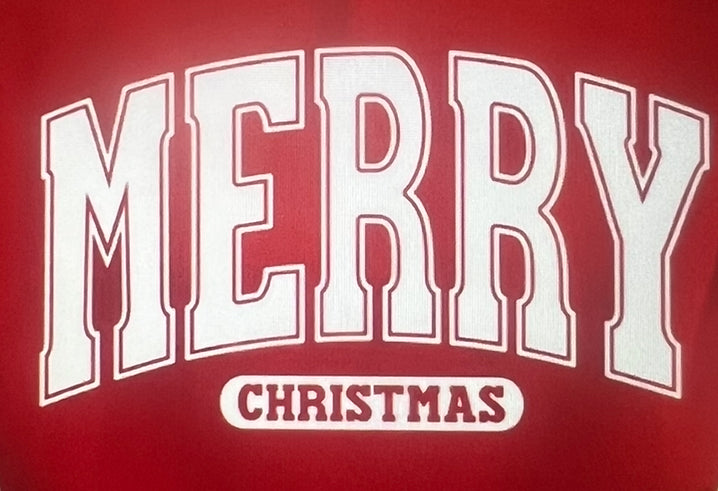 Merry Christmas Varsity Short Sleeve, (WHITE PRINT ONLY)