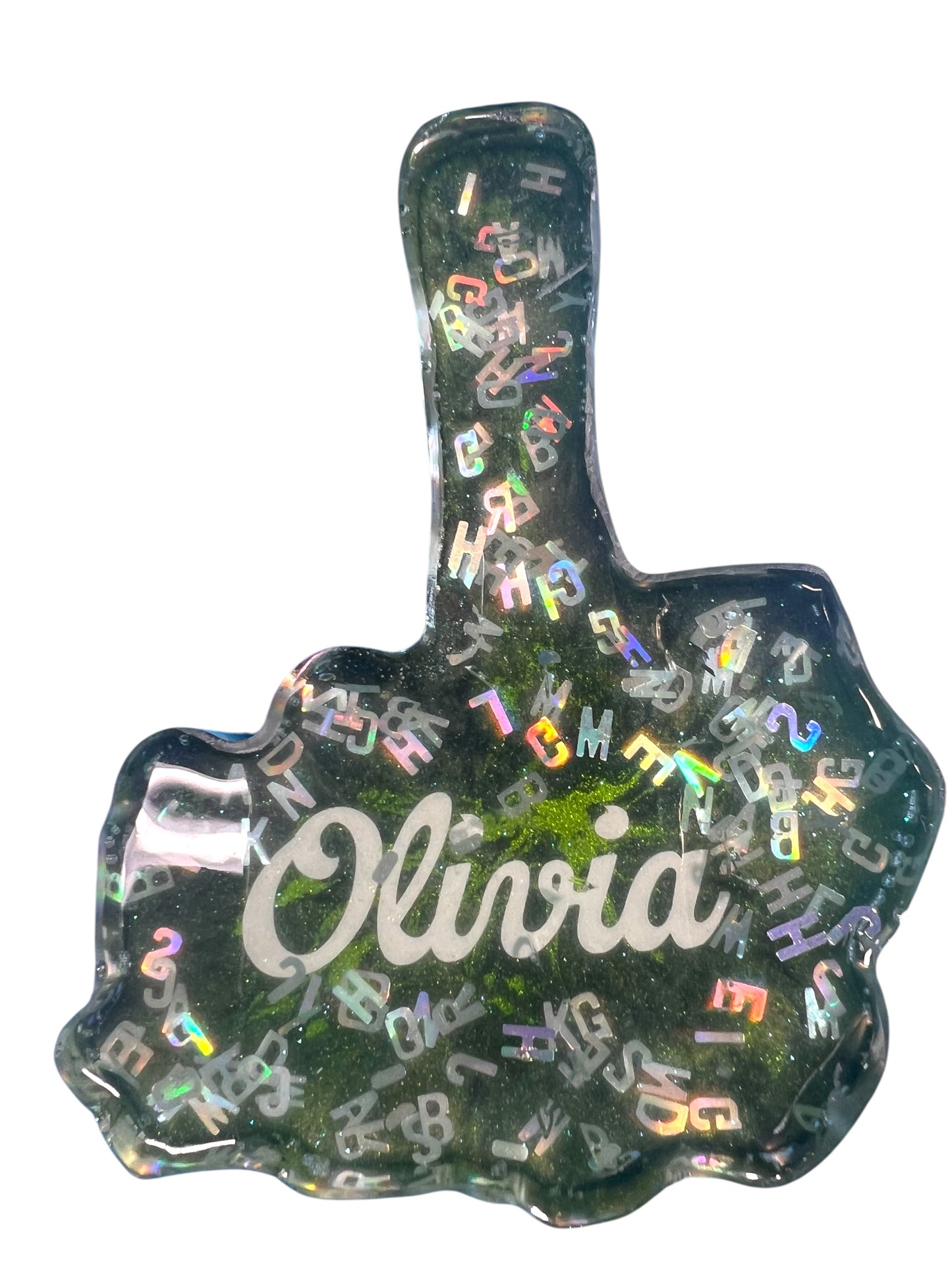 Custom Resin Middle Finger Statement Piece – Personalized Bold Desk Decor