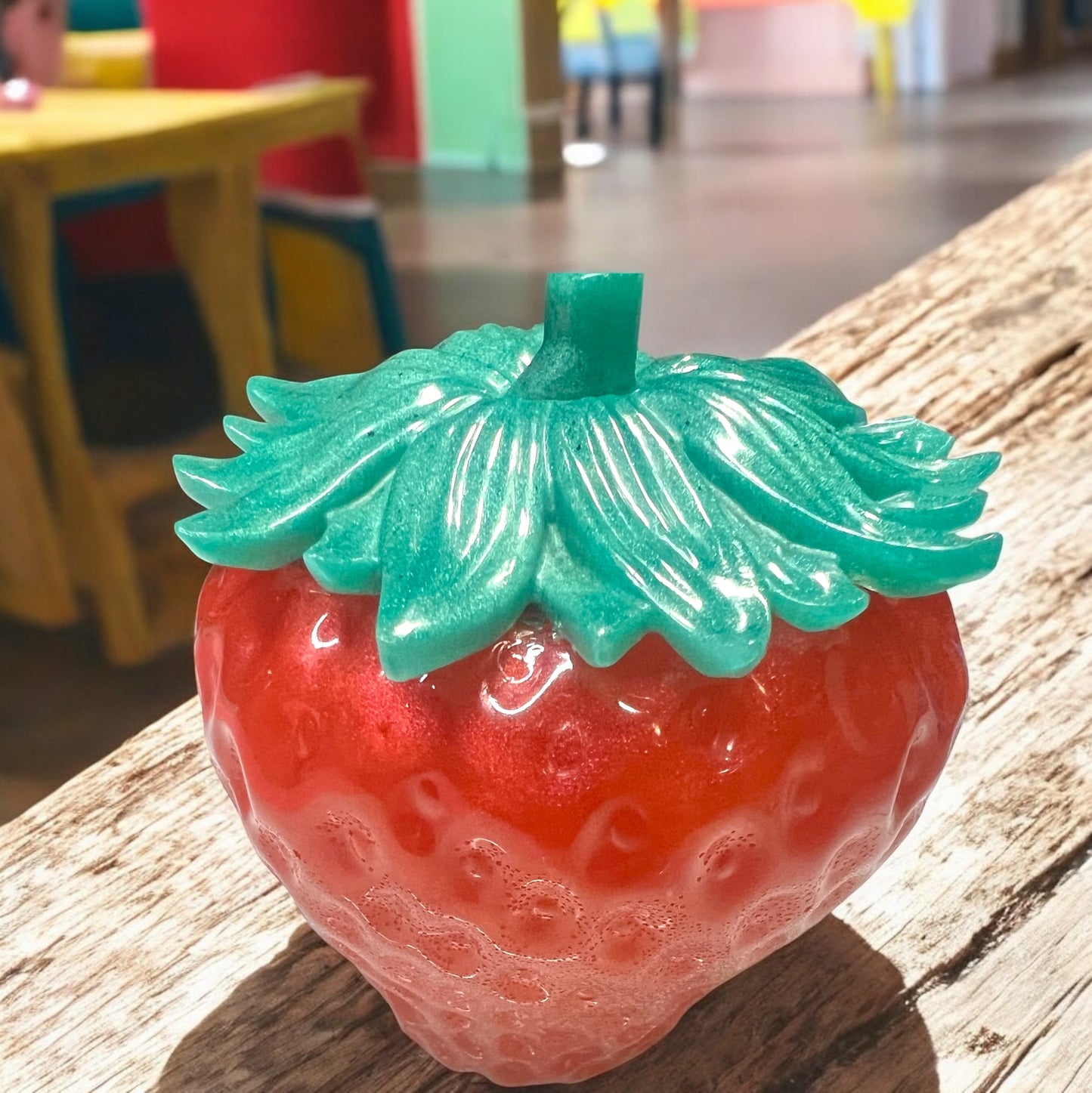 Resin Strawberry Glow-in-the Dark Jar