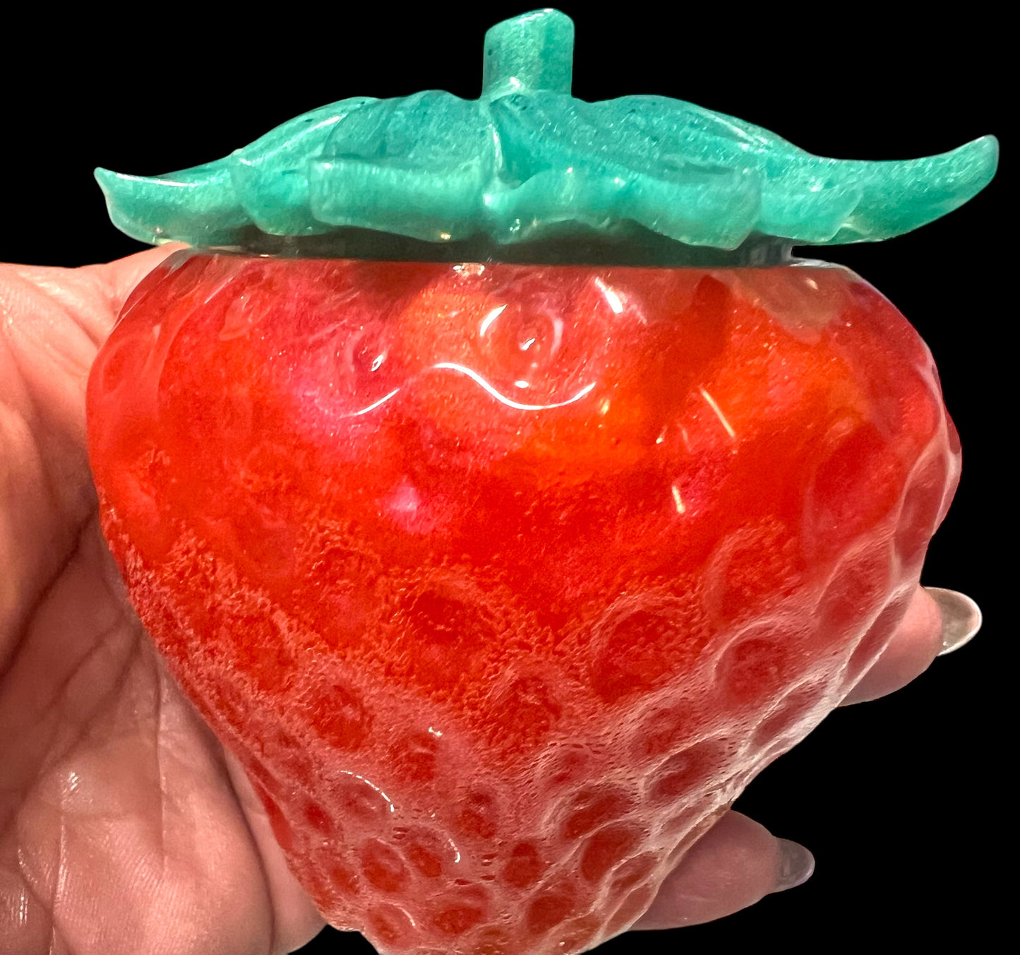 Resin Strawberry Glow-in-the Dark Jar