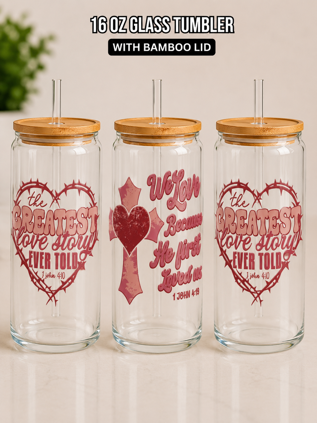 Custom Glass Tumblers with Statement Topper