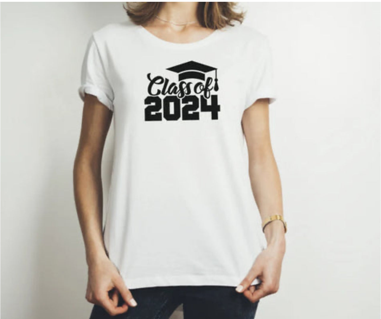 Class 0f 2024 Graphic with Cap (BLACK PRINT ONLY)