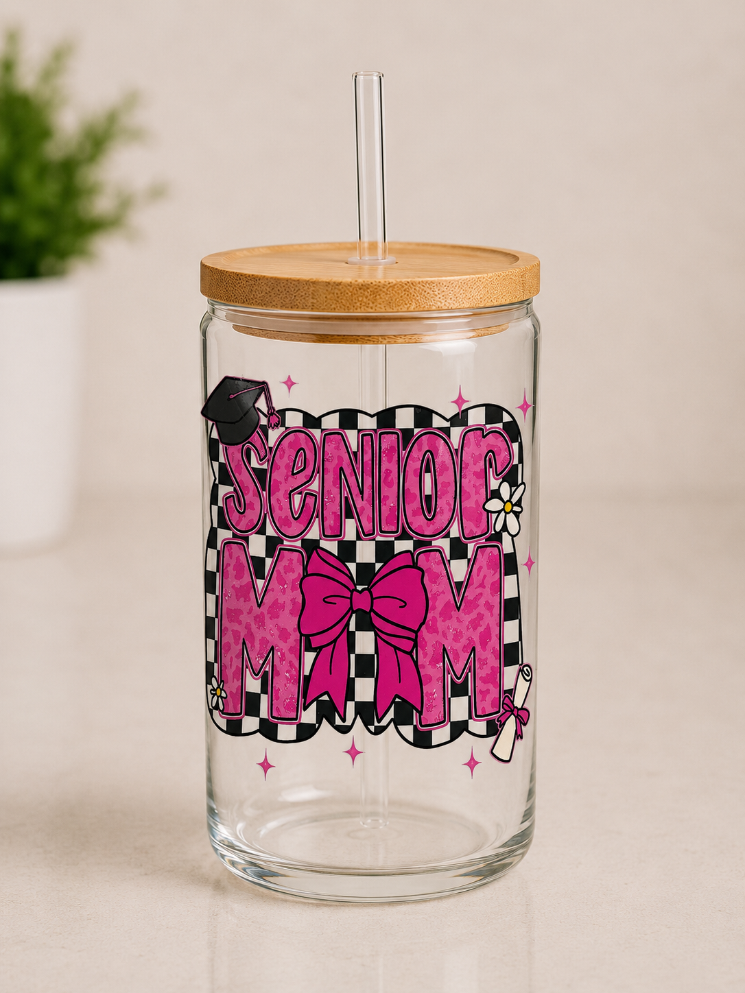 Custom Glass Tumblers with Statement Topper
