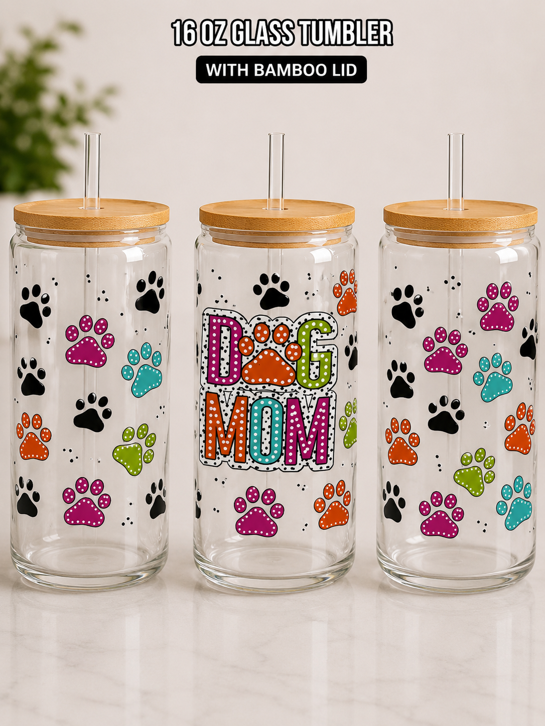 Custom Glass Tumblers with Statement Topper
