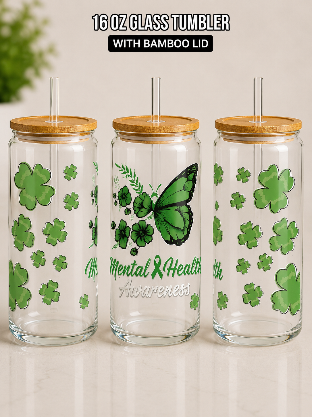 Custom Glass Tumblers with Statement Topper