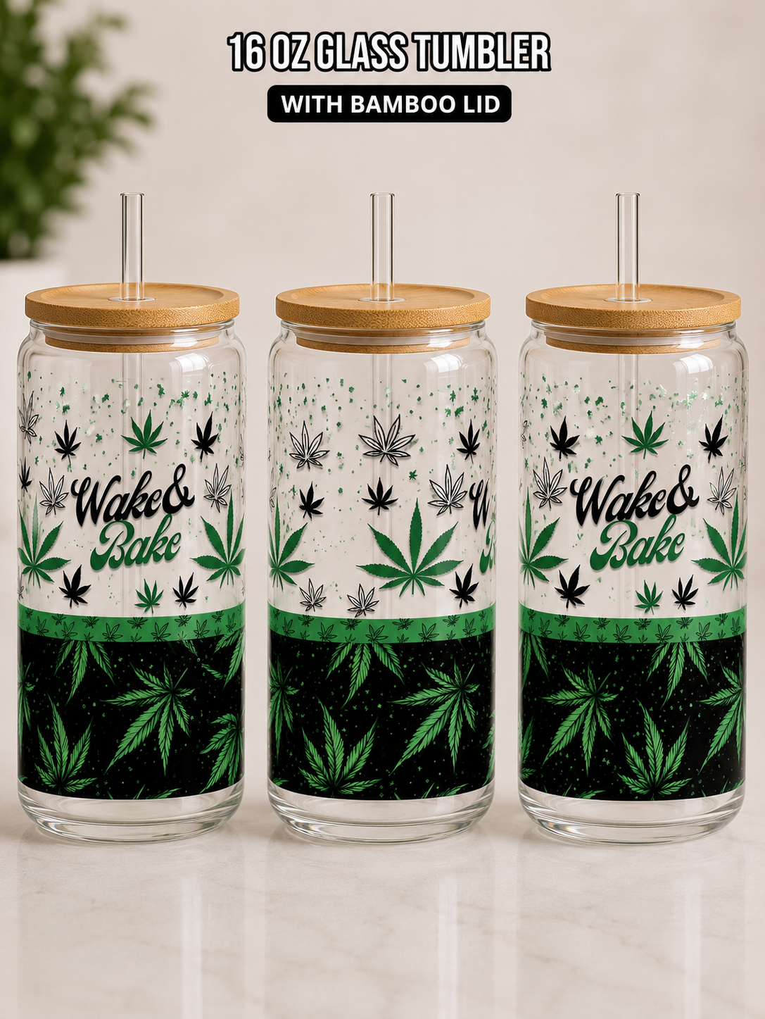 Custom Glass Tumblers with Statement Topper