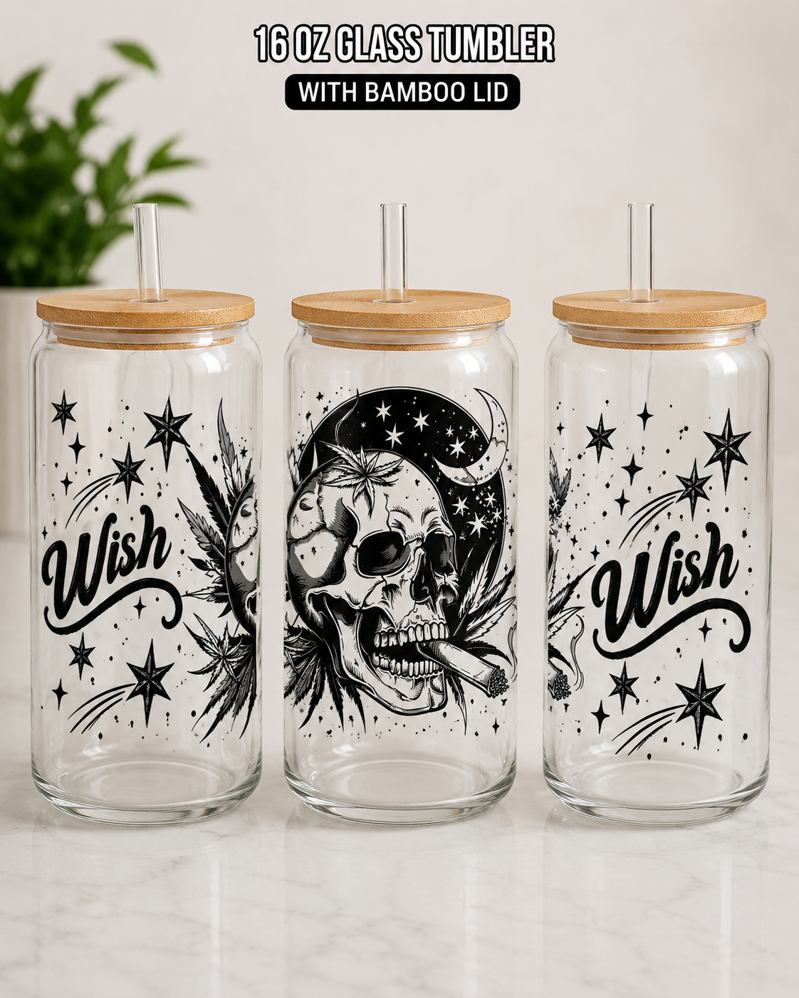 Custom Glass Tumblers with Statement Topper