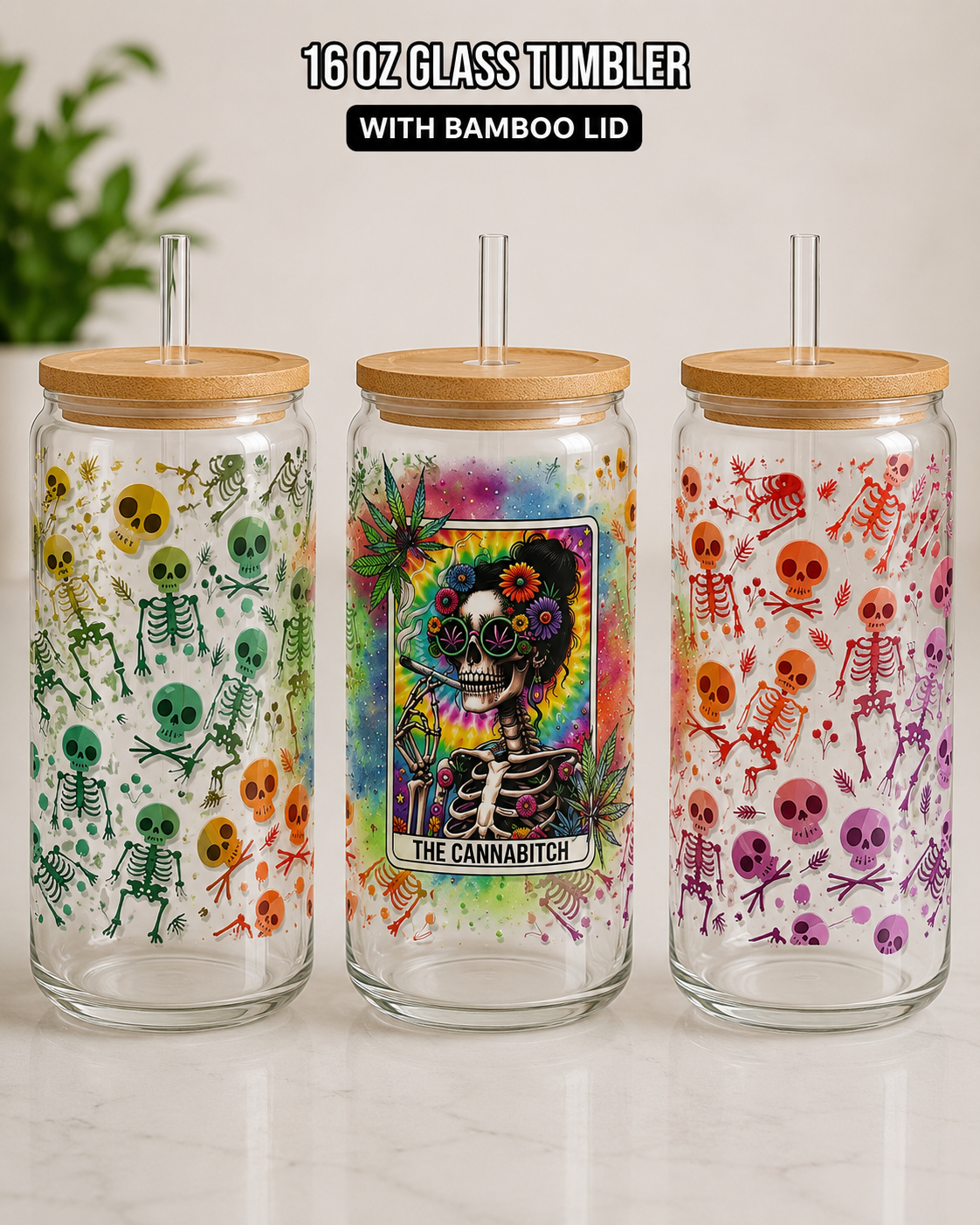 Custom Glass Tumblers with Statement Topper