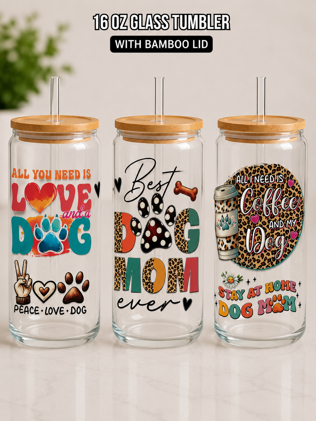 Custom Glass Tumblers with Statement Topper