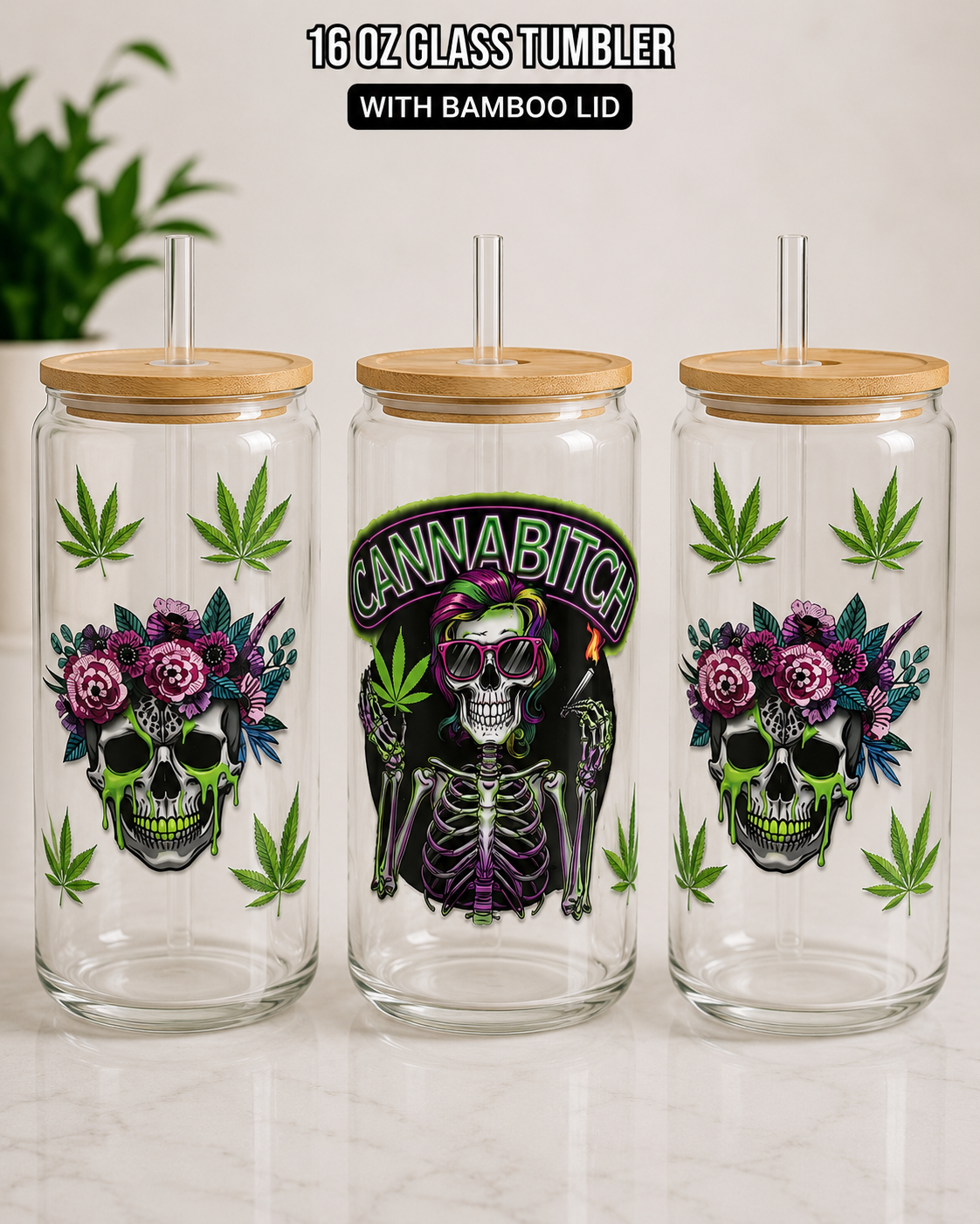 Custom Glass Tumblers with Statement Topper