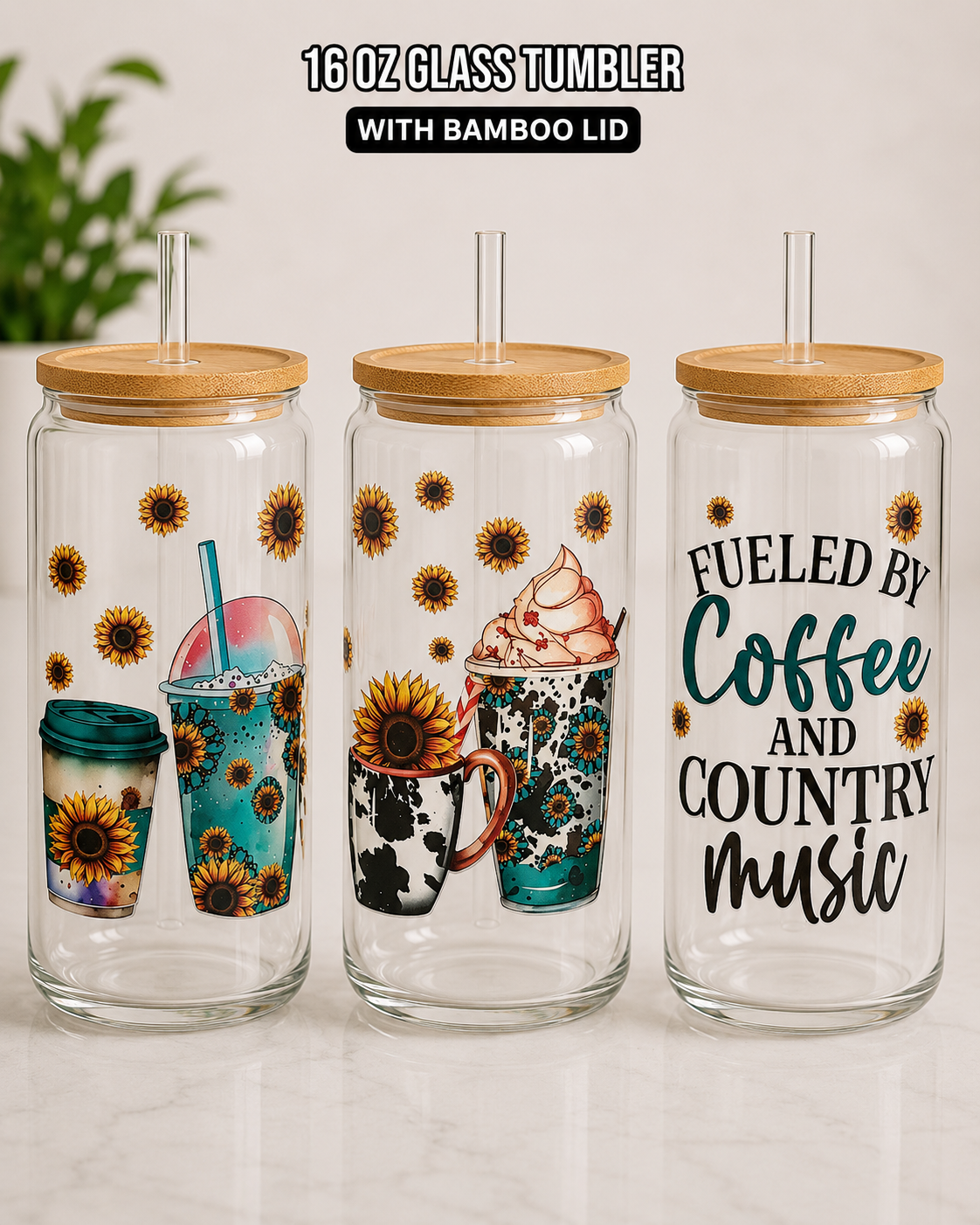 Custom Glass Tumblers with Statement Topper