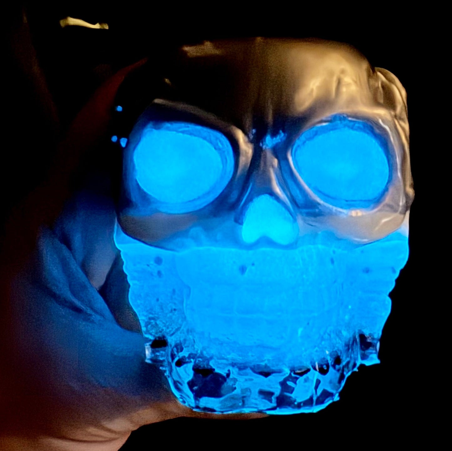 Skeleton Shot Glass Holder - Glow in the Dark - Blue Ready to Ship | One of a Kind