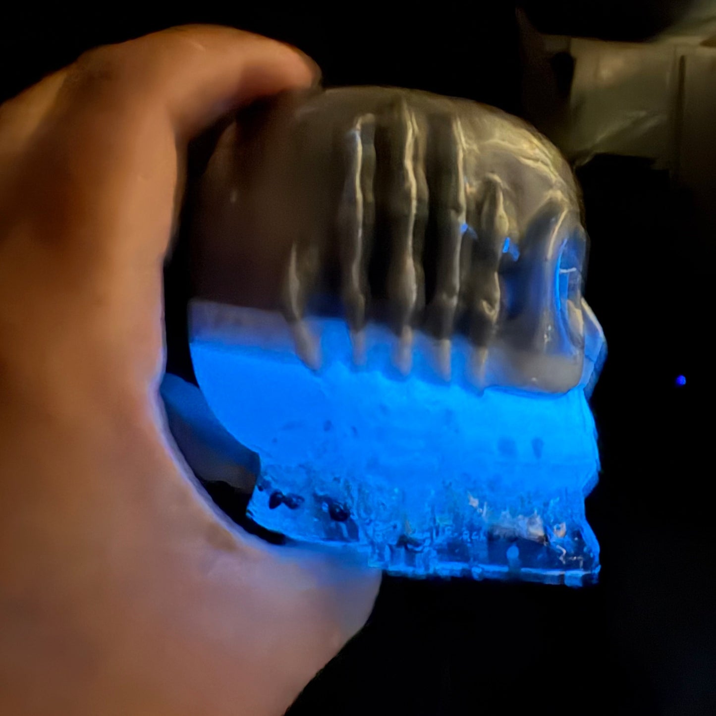 Skeleton Shot Glass Holder - Glow in the Dark - Blue Ready to Ship | One of a Kind