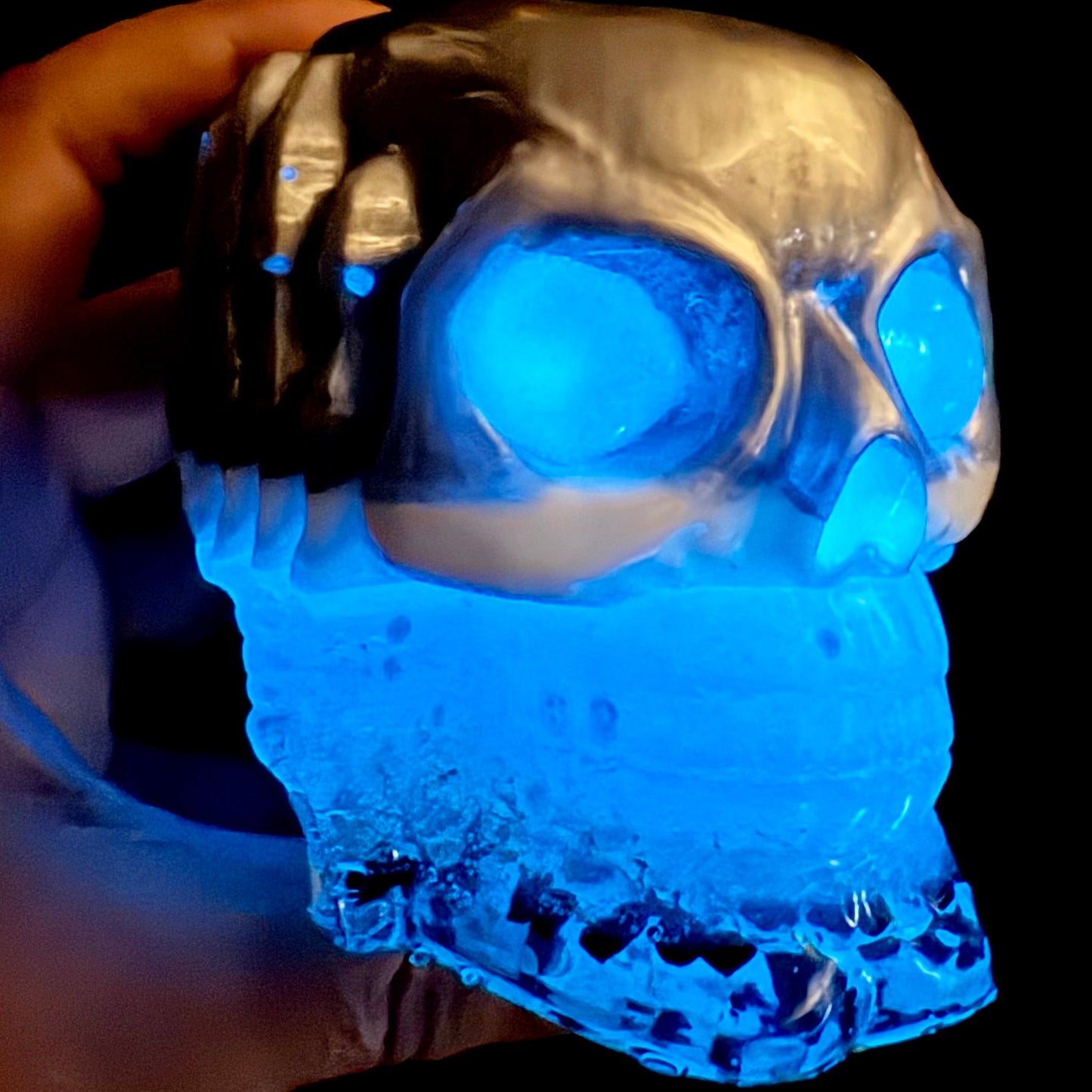 Skeleton Shot Glass Holder - Glow in the Dark - Blue Ready to Ship | One of a Kind