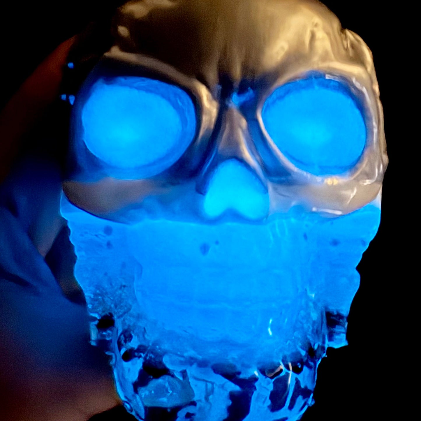 Skeleton Shot Glass Holder - Glow in the Dark - Blue Ready to Ship | One of a Kind