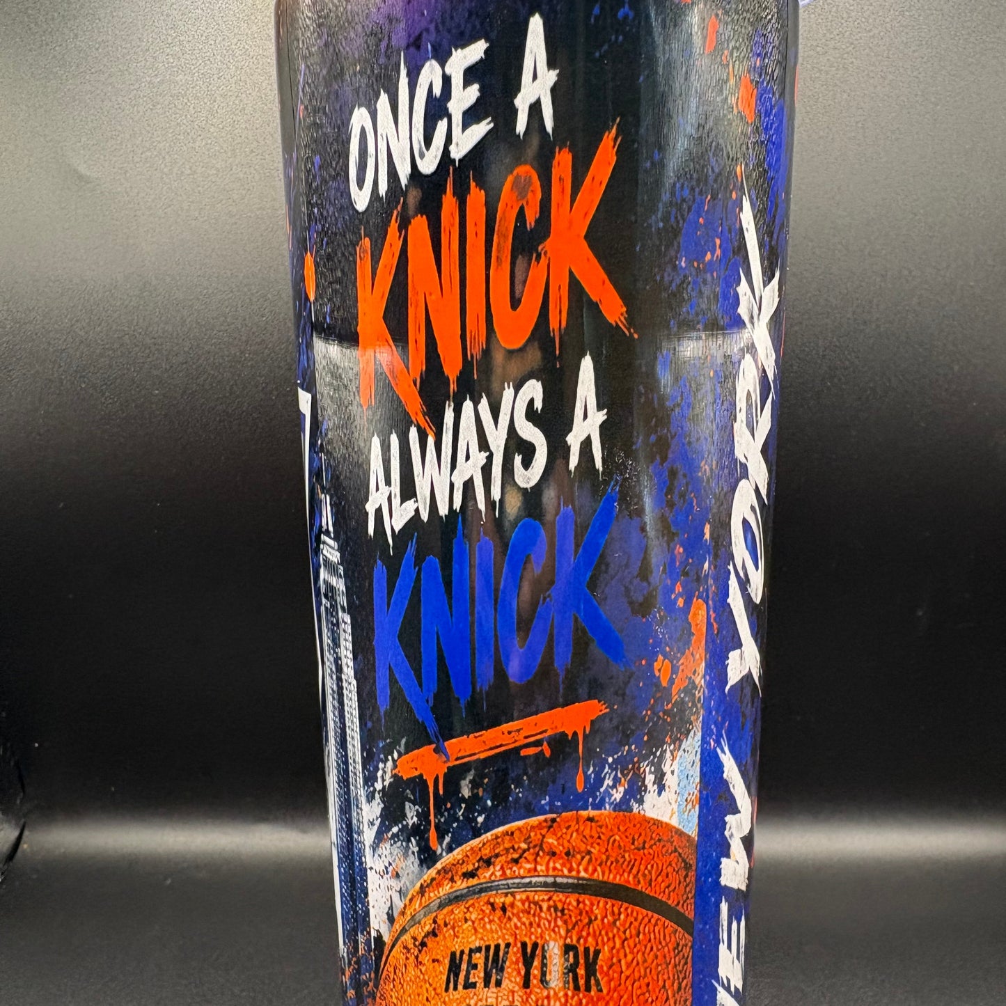 New York Basketball Fan 20 oz Stainless Steel Tumbler | Skyline Graffiti Edition