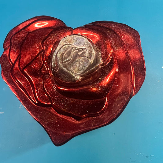 Handmade Red Rose Resin Jar - Valentines Heart Home Decor Gift