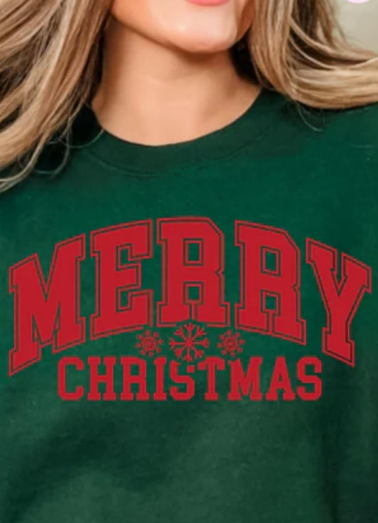 MERRY CHRISTMAS snowflake - T-SHIRT (RED PRINT ONLY)