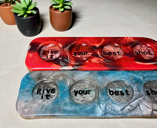 Luxury Resin Shot Glass Tray -  One of a Kind, Ready to Ship