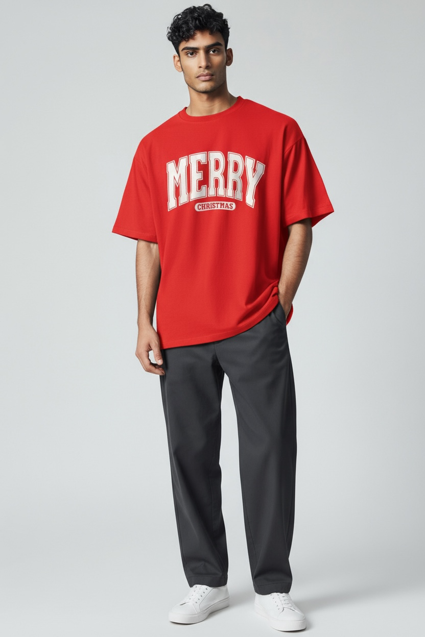 Merry Christmas Varsity Short Sleeve, (WHITE PRINT ONLY)