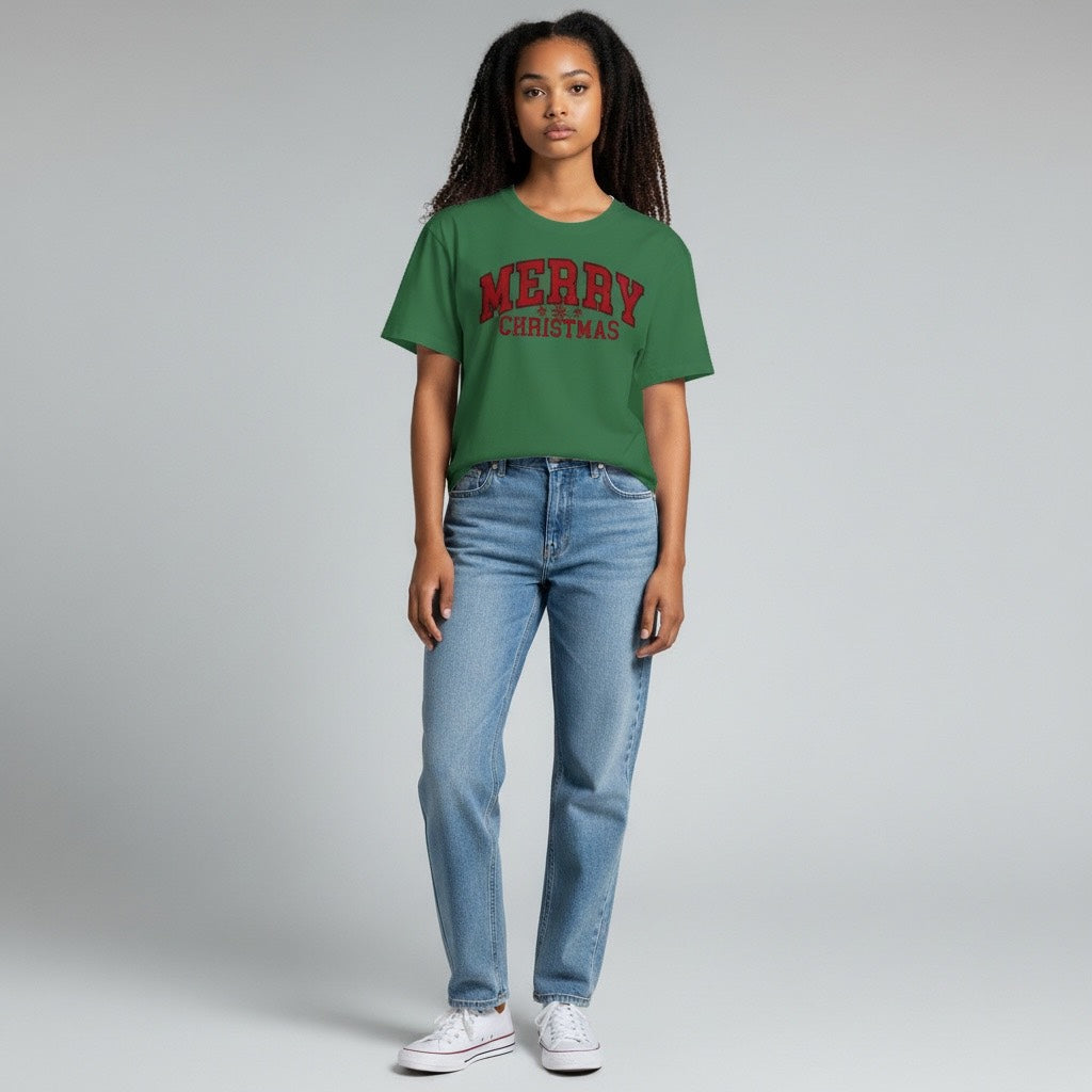 MERRY CHRISTMAS snowflake - T-SHIRT (RED PRINT ONLY)