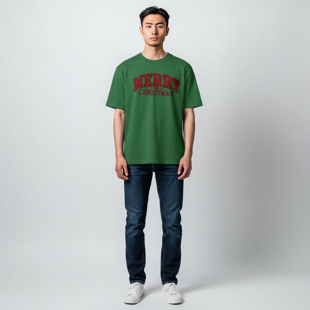 MERRY CHRISTMAS snowflake - T-SHIRT (RED PRINT ONLY)