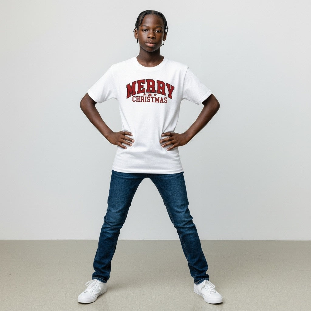 MERRY CHRISTMAS snowflake - T-SHIRT (RED PRINT ONLY)