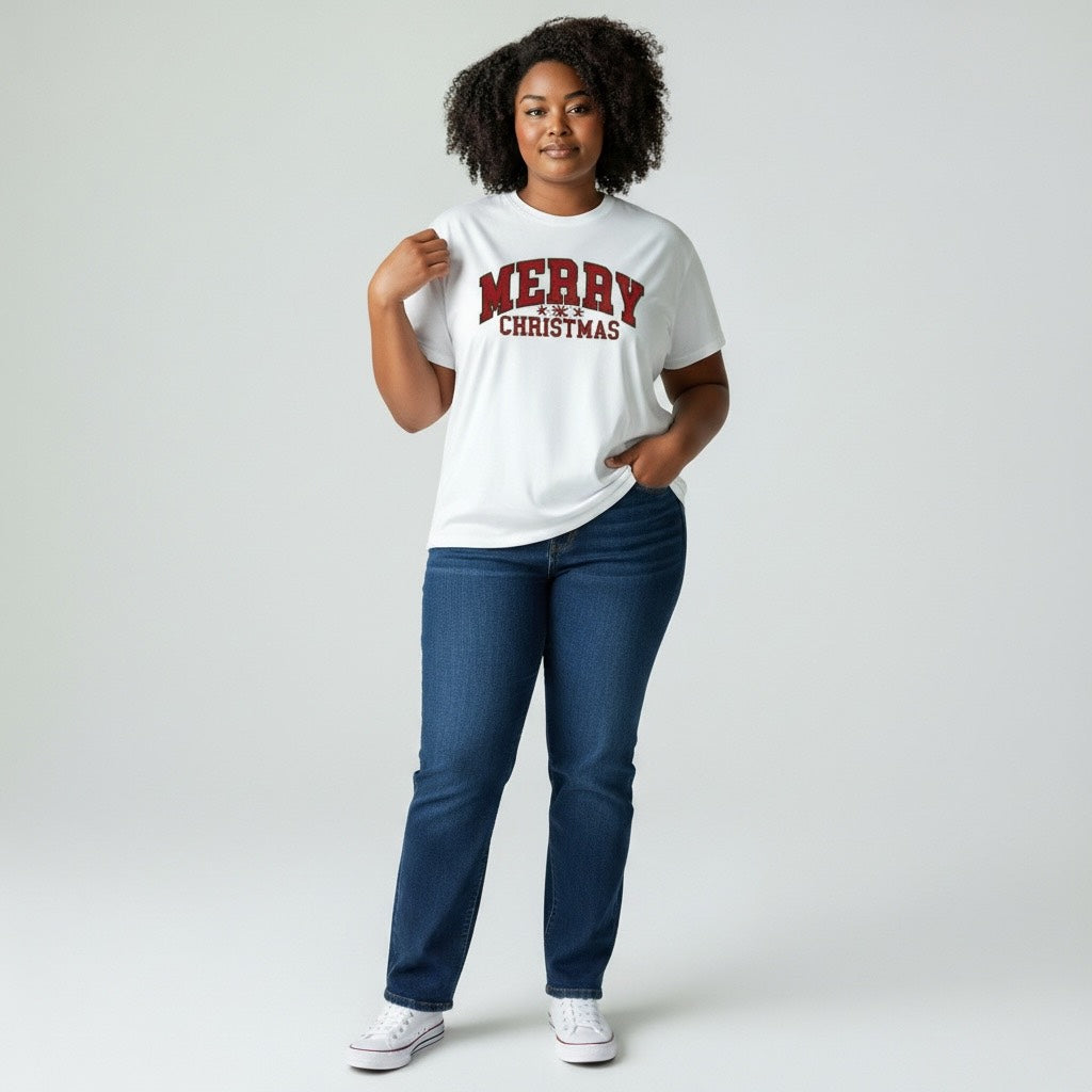 MERRY CHRISTMAS snowflake - T-SHIRT (RED PRINT ONLY)