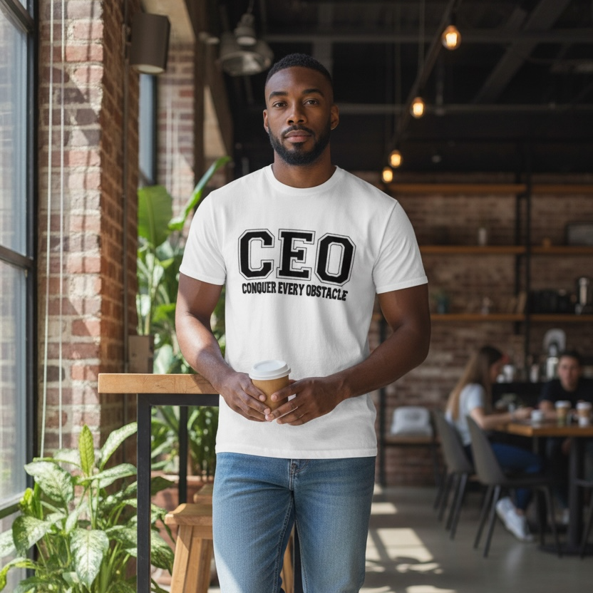 CEO Conquer Every Obstacle Graphic T-Shirt | Motivational Statement Tee | Empowerment Shirt