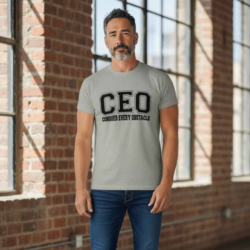 CEO Conquer Every Obstacle Graphic T-Shirt | Motivational Statement Tee | Empowerment Shirt