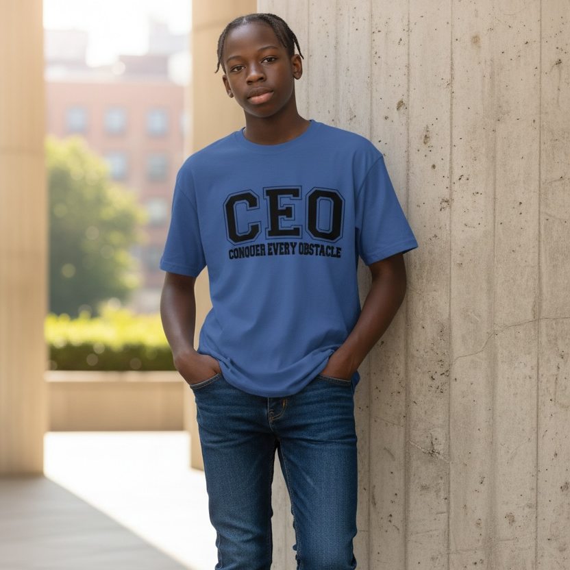 CEO Conquer Every Obstacle Graphic T-Shirt | Motivational Statement Tee | Empowerment Shirt