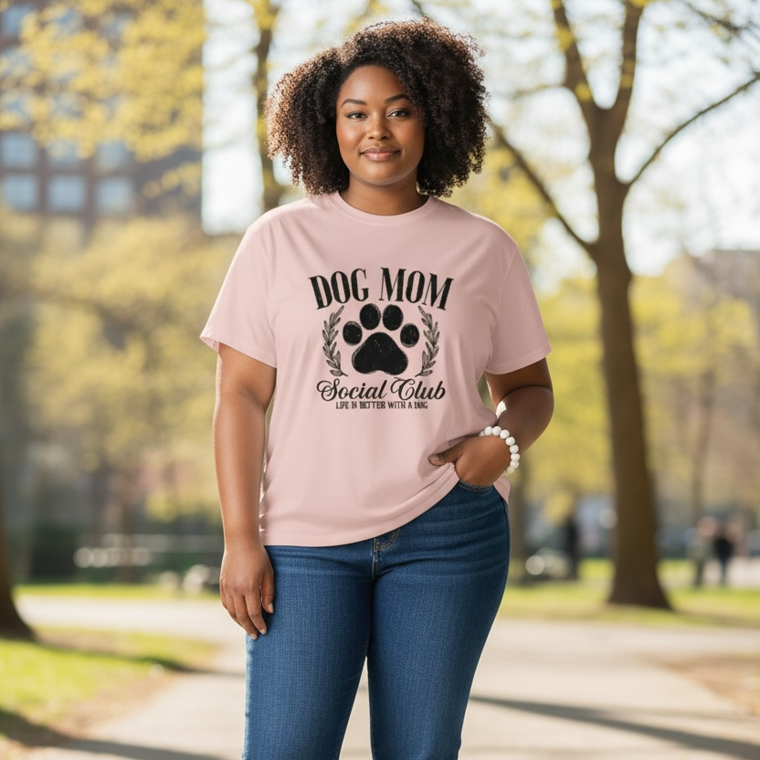 Dog Mom Social Club (Life is better with a dog) Graphic T- shirt