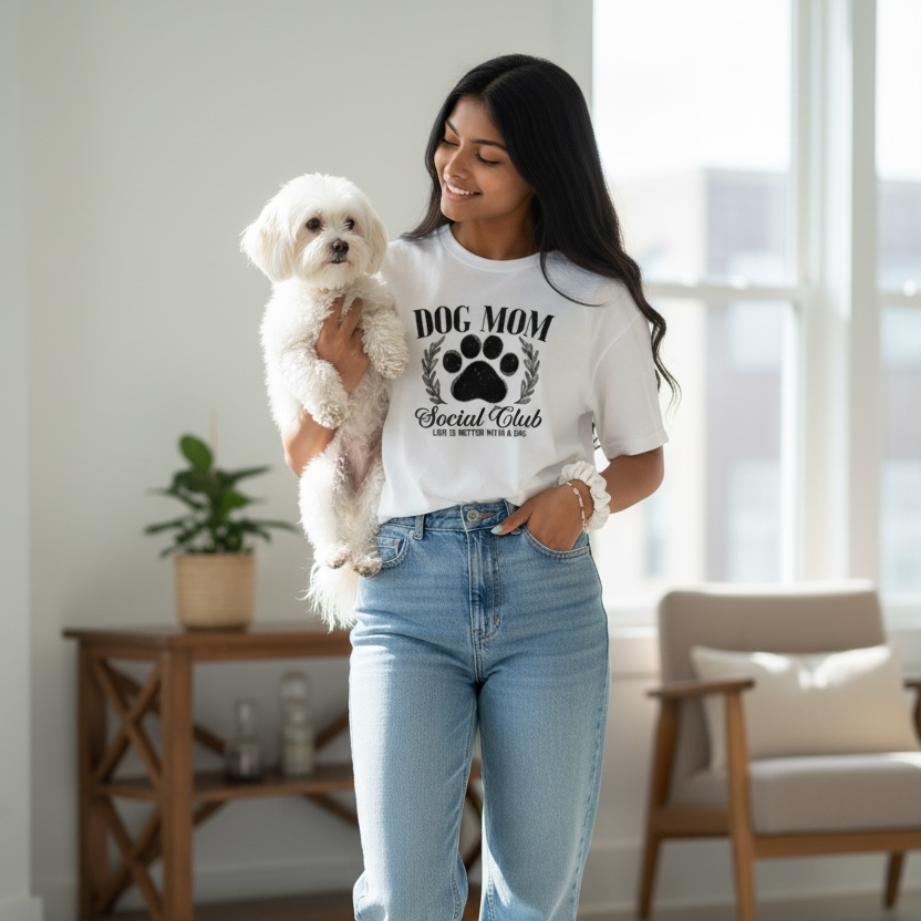 Dog Mom Social Club (Life is better with a dog) Graphic T- shirt