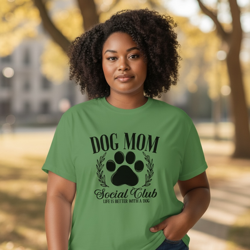 Dog Mom Social Club (Life is better with a dog) Graphic T- shirt