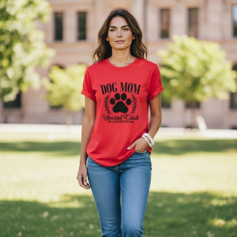 Dog Mom Social Club (Life is better with a dog) Graphic T- shirt
