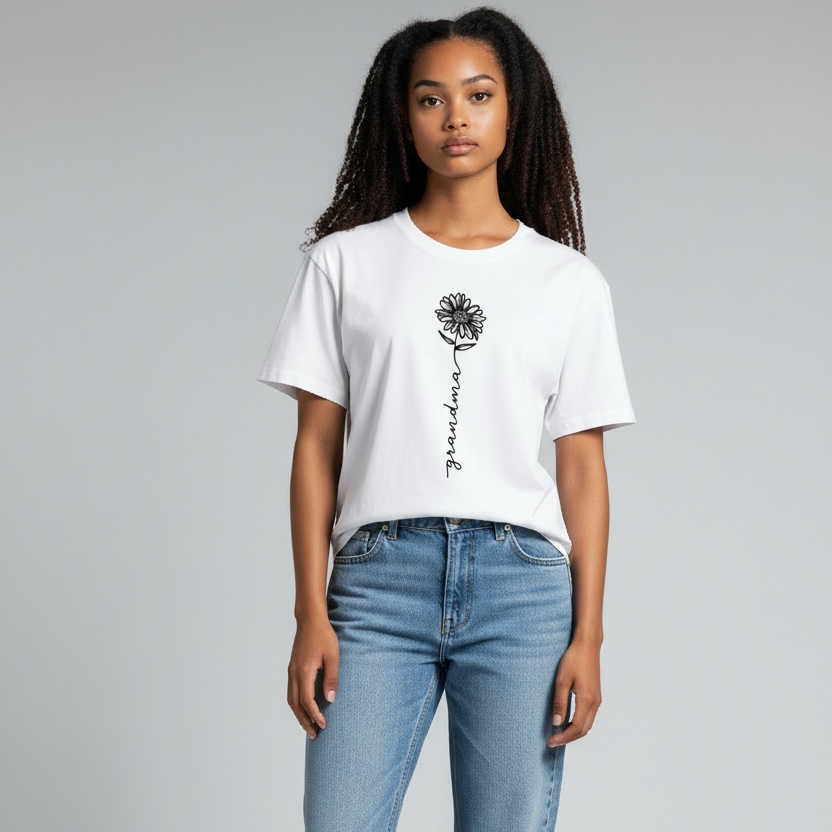 Grandma Floral Graphic T-Shirt – Minimalist Grandma Tee