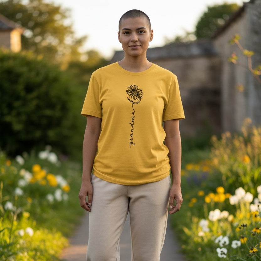 Grandma Floral Graphic T-Shirt – Minimalist Grandma Tee