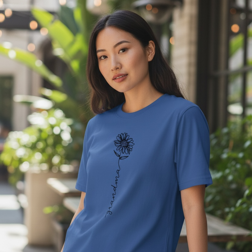 Grandma Floral Graphic T-Shirt – Minimalist Grandma Tee