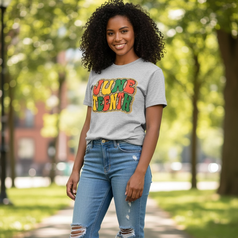JUNETEENTH Retro Leopard Graphic Tee ❤️💛💚