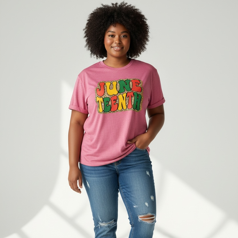 JUNETEENTH Retro Leopard Graphic Tee ❤️💛💚