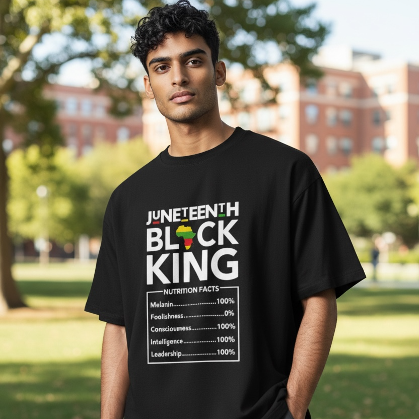 Juneteenth Black King Nutrition Facts Graphic Tee 👑✊🏾