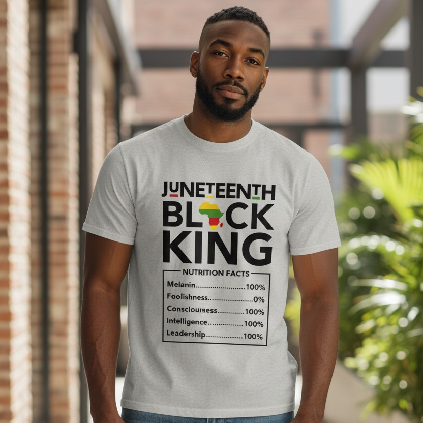 Juneteenth Black King Nutrition Facts Graphic Tee 👑✊🏾