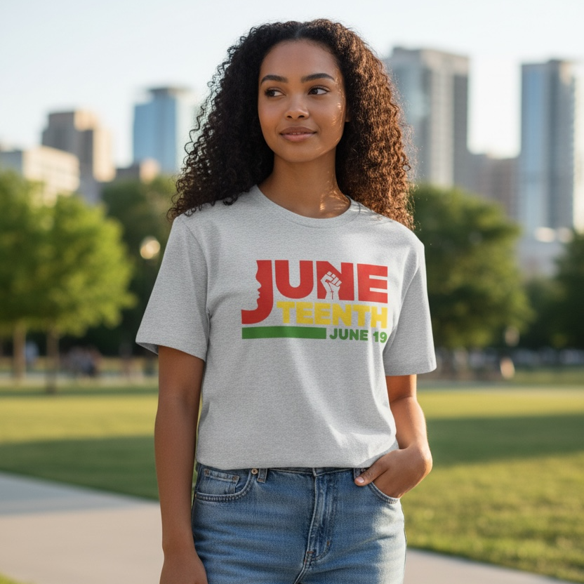 JUNETEETH- FIST IN WORDS T- Shirt