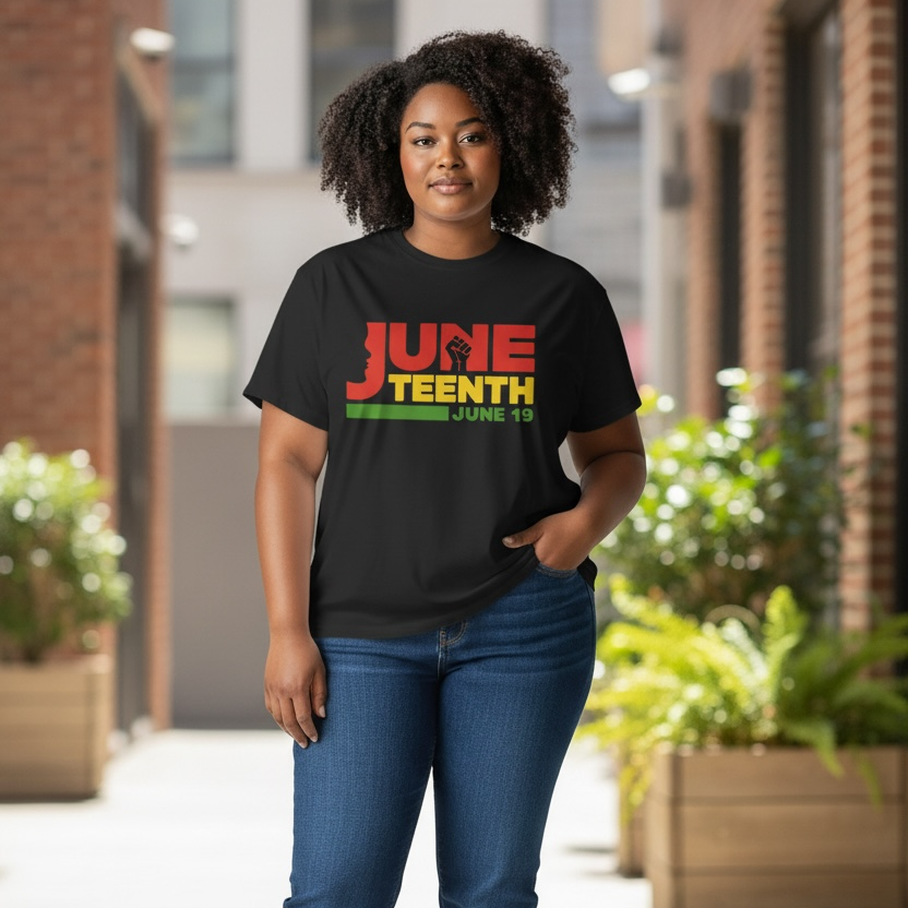 JUNETEETH- FIST IN WORDS T- Shirt