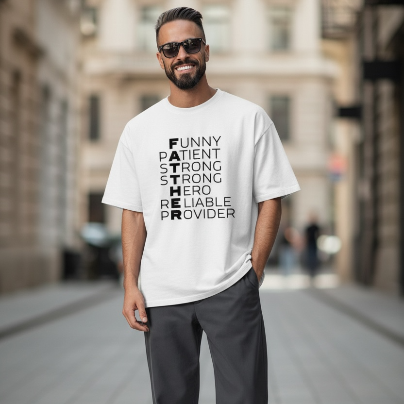 Funny Patient Strong Hero Reliable Provider Father Shirt | Dad Appreciation Short Crewneck | Father’s Day Gift for Dad