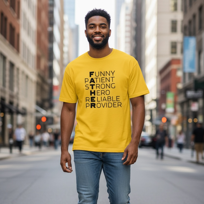 Funny Patient Strong Hero Reliable Provider Father Shirt | Dad Appreciation Short Crewneck | Father’s Day Gift for Dad