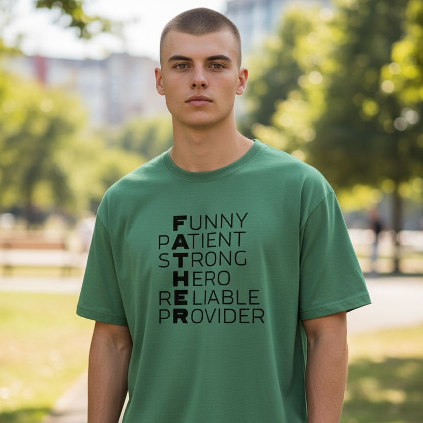 Funny Patient Strong Hero Reliable Provider Father Shirt | Dad Appreciation Short Crewneck | Father’s Day Gift for Dad