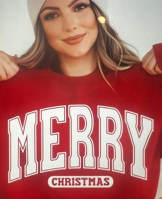 Merry Christmas Varsity (Long Sleeve, WHITE PRINT ONLY)