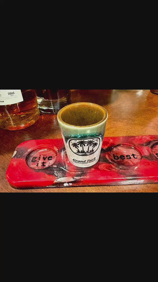 Resin Art Flight Shot Glass Tray – Marbleized Design- Made to Order